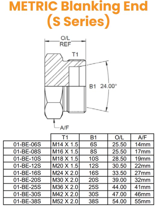 M14 (6S) Blanking End Hydraulic Adaptor